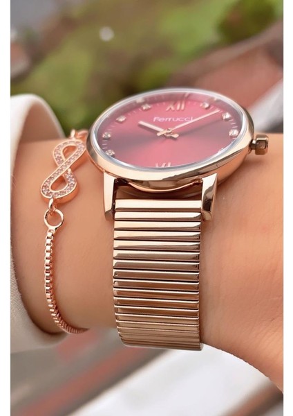 MRD11795 Rose Gold Renk Çelik Kordon Kadın Kol Saati Bileklik Hediyeli fiyatları