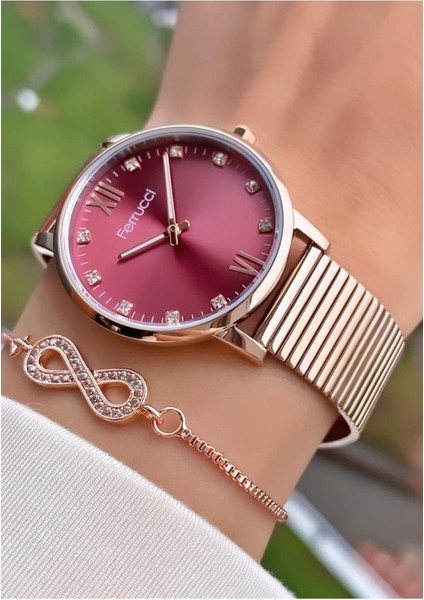 MRD11795 Rose Gold Renk Çelik Kordon Kadın Kol Saati Bileklik Hediyeli fırsatları