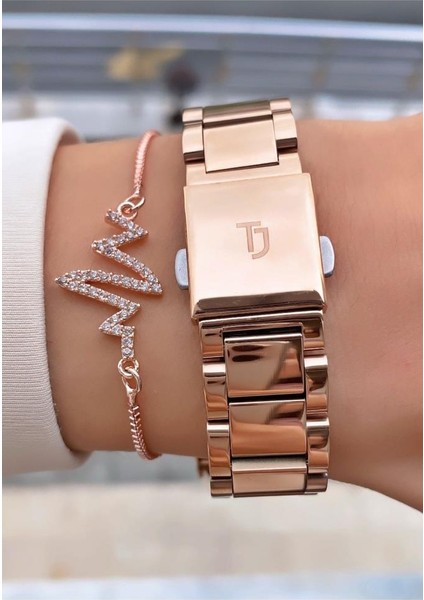 MRD12046 Rose Gold Renk Kadın Kol Saati Bileklik Hediyeli modelleri