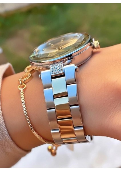 MRD12117 Sarı Gümüş Renk Kadın Kol Saati Bileklik Hediyeli fiyatları