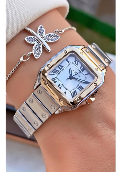 MRD11274 Sarı Gümüş Renk Kadın Kol Saati Bileklik Hediyeli fiyatları