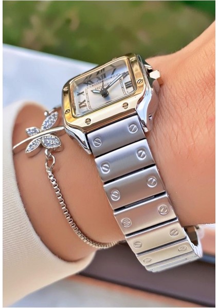 MRD11274 Sarı Gümüş Renk Kadın Kol Saati Bileklik Hediyeli modelleri