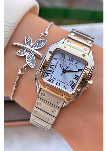 MRD11274 Sarı Gümüş Renk Kadın Kol Saati Bileklik Hediyeli fırsatları