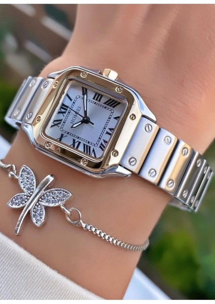 MRD11274 Sarı Gümüş Renk Kadın Kol Saati Bileklik Hediyeli indirimleri