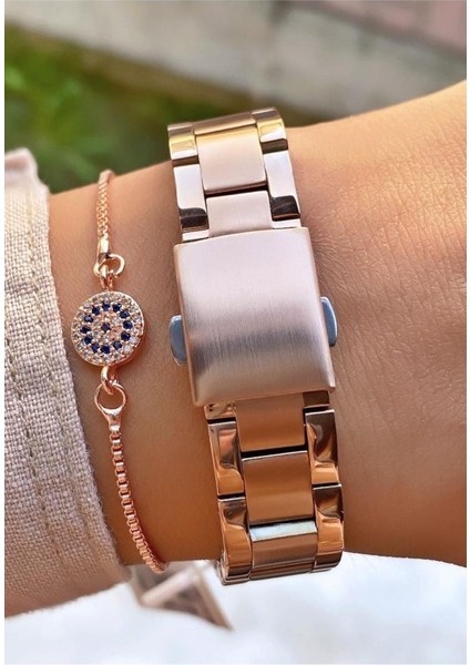 MRD12165 Rose Gold Renk Kadın Kol Saati Bileklik Hediyeli modelleri