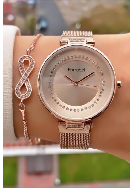 MRD11820 Rose Gold Renk Çelik Kordon Kadın Kol Saati Bileklik Hediyeli modelleri
