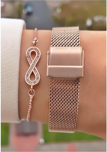 MRD11820 Rose Gold Renk Çelik Kordon Kadın Kol Saati Bileklik Hediyeli fırsatları