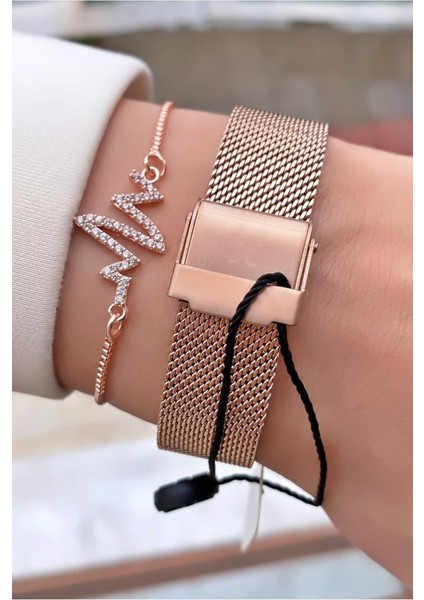 MRD12179 Rose Gold Renk Kadın Kol Saati Bileklik Hediyeli modelleri