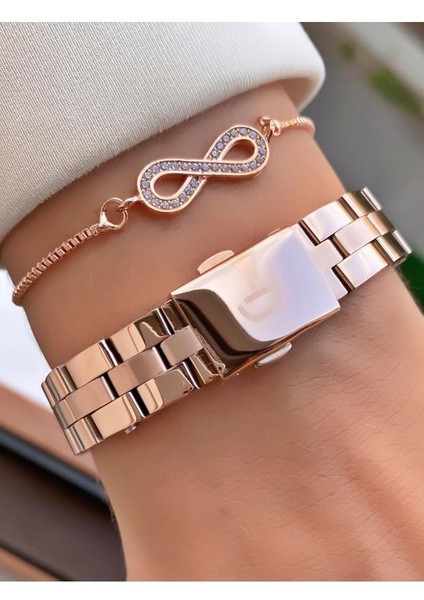 MRD11336 Rose Gold Renk Kadın Kol Saati Bileklik Hediyeli fırsatları