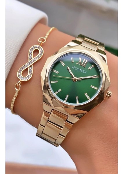 MRD11491 Altın Renk Kadın Kol Saati Bileklik Hediyeli modelleri