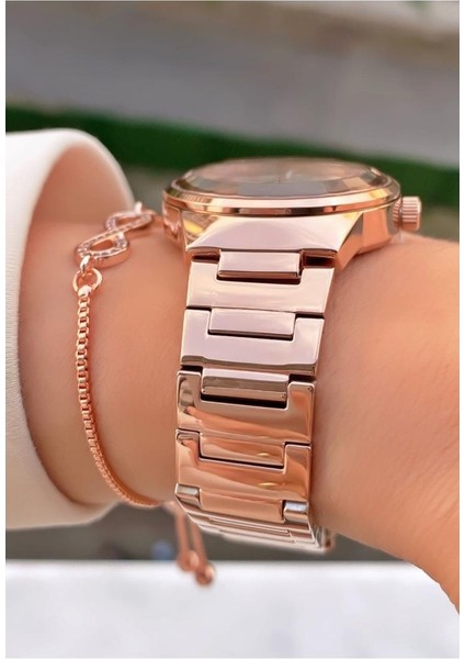 MRD11972 Rose Gold Renk Kadın Kol Saati Bileklik Hediyeli modelleri