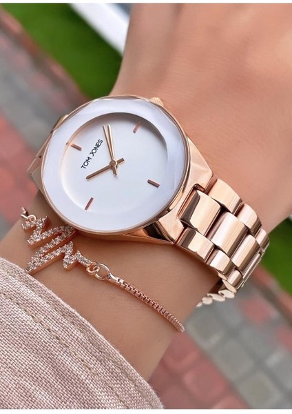 MRD12048 Rose Gold Renk Kadın Kol Saati Bileklik Hediyeli modelleri