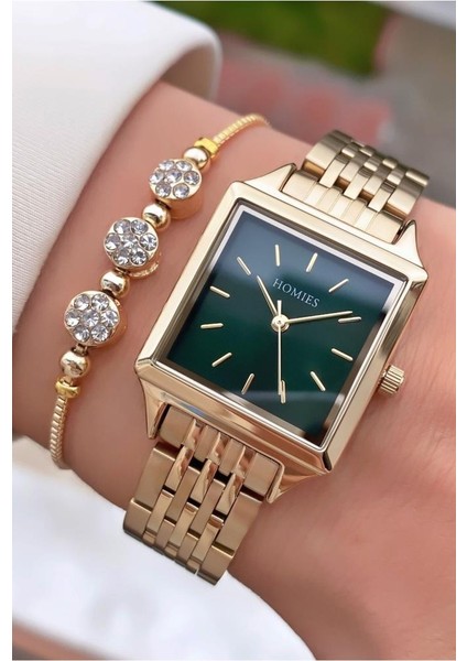 MRD11530 Altın Renk Kadın Kol Saati Bileklik Hediyeli