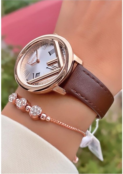 MRD11444 Kahverengi Deri Kordon Kadın Kol Saati Bileklik Hediyeli fiyatları