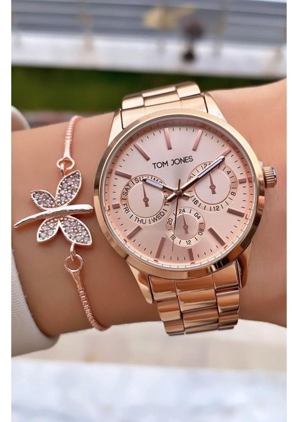 MRD12032 Rose Gold Renk Kadın Kol Saati Bileklik Hediyeli