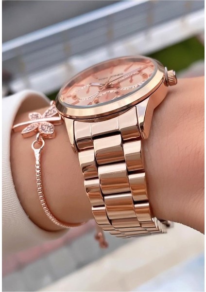 MRD12032 Rose Gold Renk Kadın Kol Saati Bileklik Hediyeli modelleri