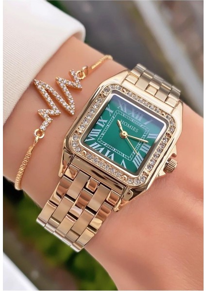 MRD11985 Altın Renk Kadın Kol Saati Bileklik Hediyeli fiyatları
