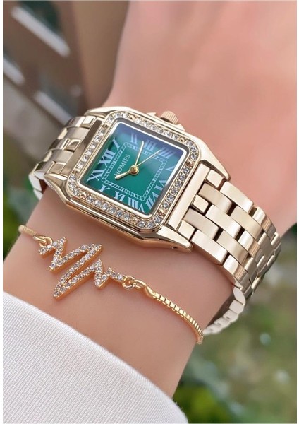 MRD11985 Altın Renk Kadın Kol Saati Bileklik Hediyeli modelleri