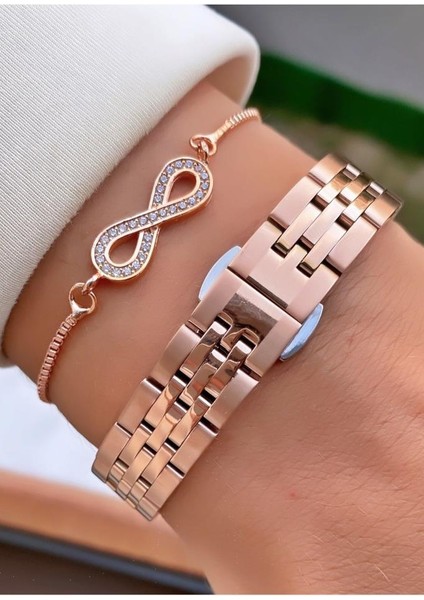 MRD11348 Rose Gold Renk Kadın Kol Saati Bileklik Hediyeli indirimleri
