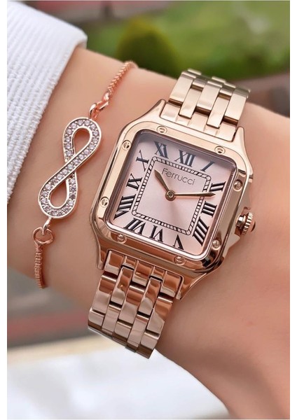 MRD11572 Rose Gold Renk Çelik Kordon Kadın Kol Saati Bileklik Hediyeli