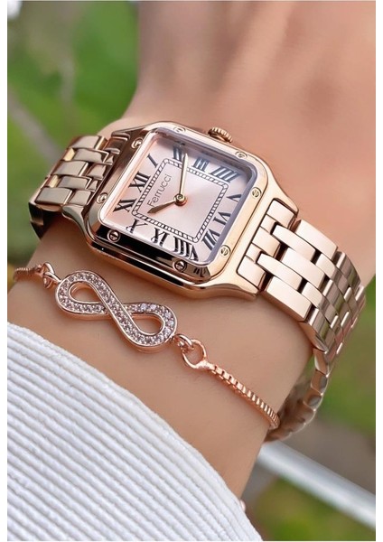 MRD11572 Rose Gold Renk Çelik Kordon Kadın Kol Saati Bileklik Hediyeli fiyatları