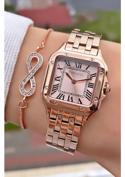 MRD11572 Rose Gold Renk Çelik Kordon Kadın Kol Saati Bileklik Hediyeli modelleri