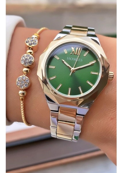 MRD11526 Sarı Gümüş Renk Kadın Kol Saati Bileklik Hediyeli
