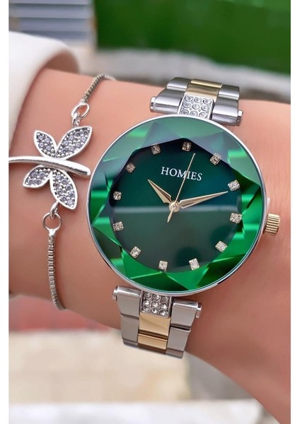 MRD11541 Sarı Gümüş Renk Kadın Kol Saati Bileklik Hediyeli