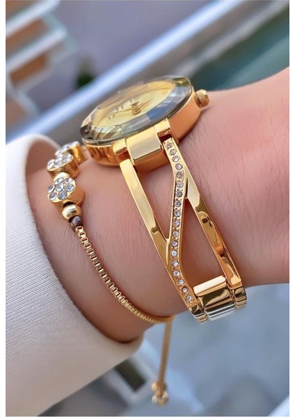 MRD11614 Altın Sarısı Çelik Kordon Kadın Kol Saati Bileklik Hediyeli fiyatları