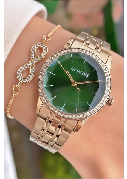 MRD11642 Sarı Renk Kadın Kol Saati Bileklik Hediyeli