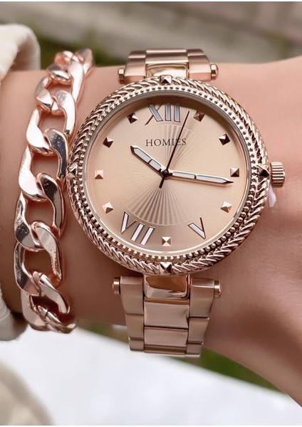 MRD12253 Rose Gold Renk Kadın Kol Saati Bileklik Hediyeli