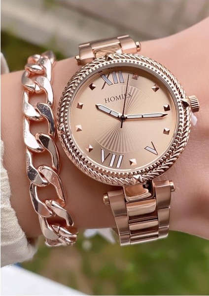 MRD12253 Rose Gold Renk Kadın Kol Saati Bileklik Hediyeli fiyatları