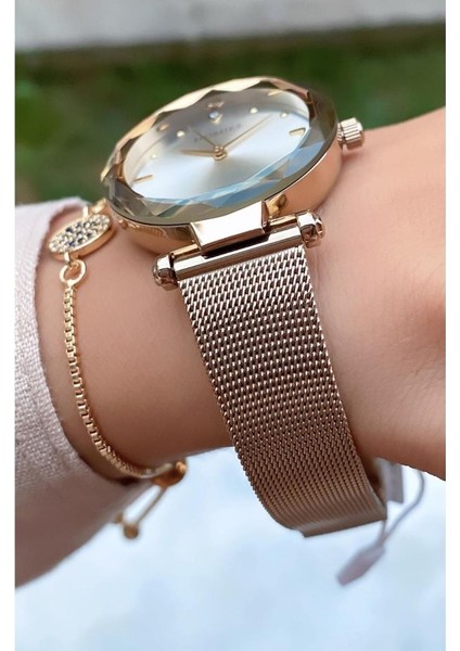 MRD12144 Altın Renk Kadın Kol Saati Bileklik Hediyeli fiyatları