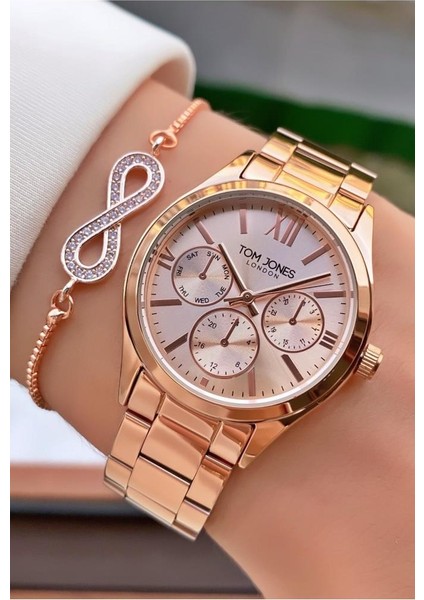 MRD11808 Rose Gold Renk Kadın Kol Saati Bileklik Hediyeli