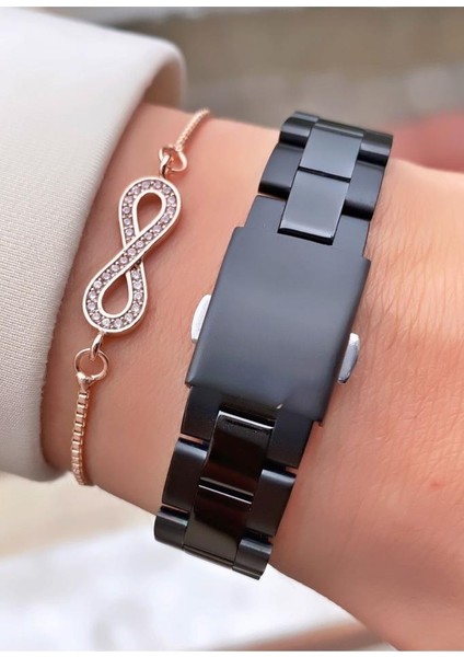 MRD11542 Rose Siyah Renk Kadın Kol Saati Bileklik Hediyeli indirimleri