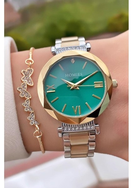 MRD11800 Sarı Gümüş Renk Kadın Kol Saati Bileklik Hediyeli