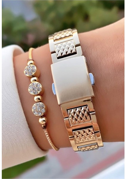 MRD12241 Altın Renk Kadın Kol Saati Bileklik Hediyeli indirimleri