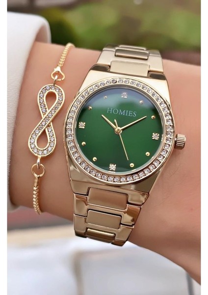 MRD11645 Sarı Renk Kadın Kol Saati Bileklik Hediyeli