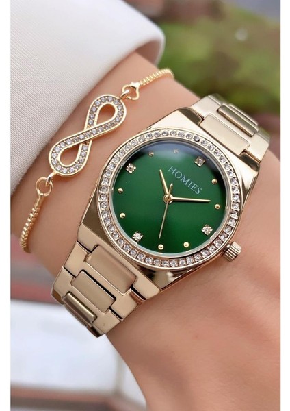 MRD11645 Sarı Renk Kadın Kol Saati Bileklik Hediyeli modelleri