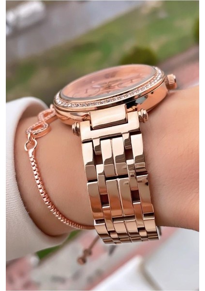 MRD12049 Rose Gold Renk Kadın Kol Saati Bileklik Hediyeli fiyatları