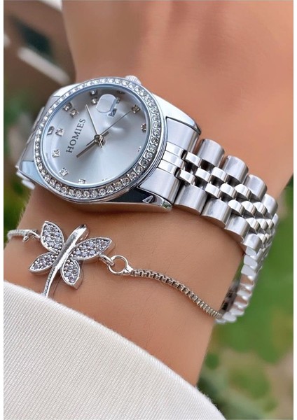 MRD11487 Gümüş Renk Kadın Kol Saati Bileklik Hediyeli fiyatları