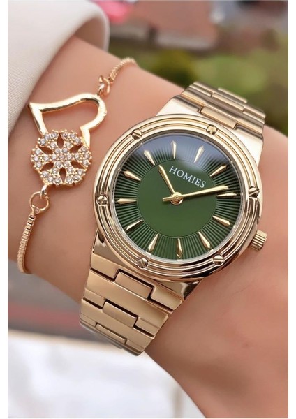 MRD11639 Sarı Renk Kadın Kol Saati Bileklik Hediyeli