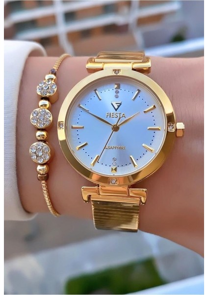 MRD11611 Altın Sarısı Çelik Kordon Kadın Kol Saati Bileklik Hediyeli modelleri