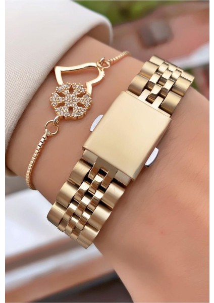 MRD11638 Altın Renk Kadın Kol Saati Bileklik Hediyeli modelleri