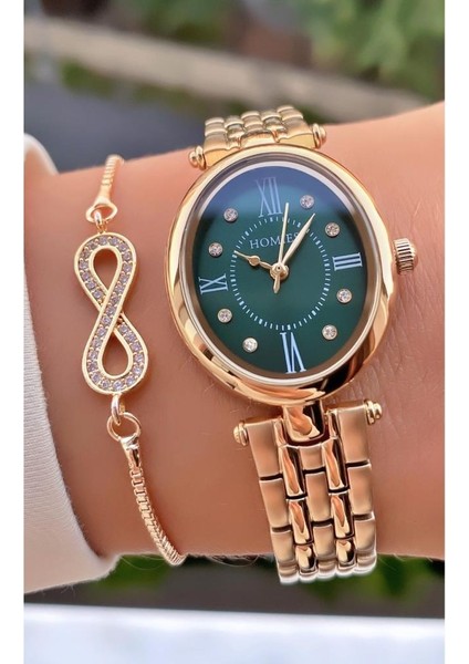 MRD12007 Altın Renk Kadın Kol Saati Bileklik Hediyeli modelleri