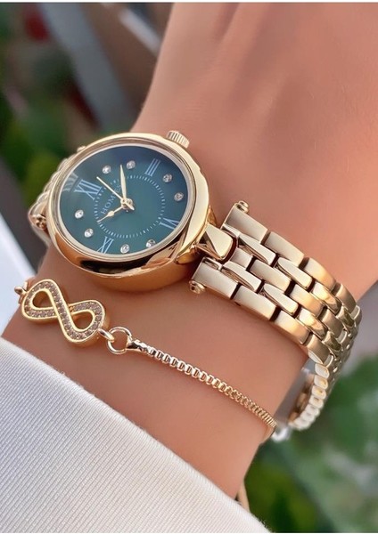MRD12007 Altın Renk Kadın Kol Saati Bileklik Hediyeli fırsatları
