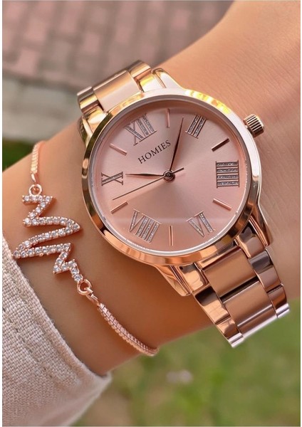 MRD12157 Rose Gold Renk Kadın Kol Saati Bileklik Hediyeli