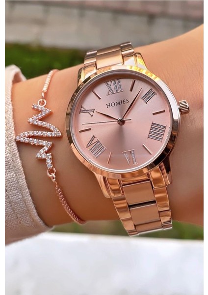 MRD12157 Rose Gold Renk Kadın Kol Saati Bileklik Hediyeli fiyatları