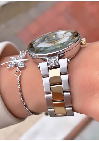 MRD11543 Sarı Gümüş Renk Kadın Kol Saati Bileklik Hediyeli fiyatları