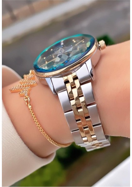 MRD11739 Sarı Gümüş Renk Kadın Kol Saati Bileklik Hediyeli fiyatları